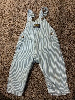 OshKosh B'gosh Light Blue Striped Baby Overalls vintage
